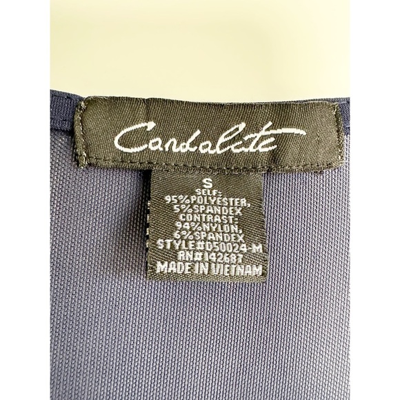 Candalite Navy Blue Gown Dress Size Small Crystal Pin-tuck Pleated Bust - Picture 4 of 7